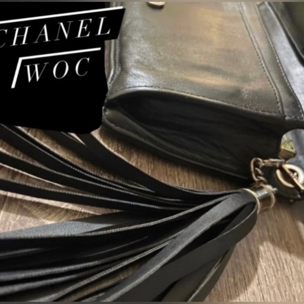 🐼🖤Chanel Sevruga CC Logo Wallet with Crossbody or Shoulder Style Chain Bag